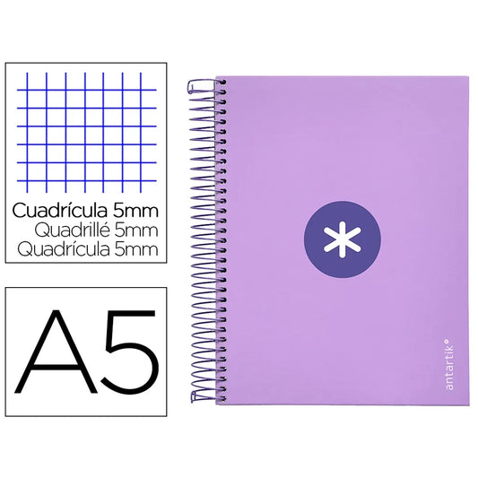 Cuaderno espiral A5 Antartik 5mm Lavanda libreriadavinci