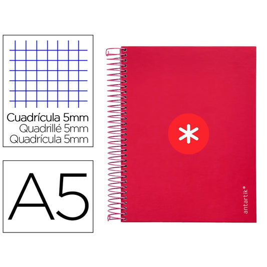 Cuaderno espiral A5 Antartik 5mm Frambuesa libreriadavinci