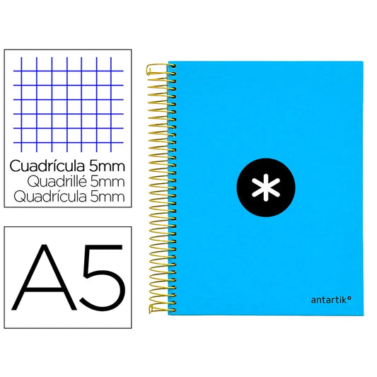 Cuaderno espiral A5 Antartik 5mm Azul libreriadavinci