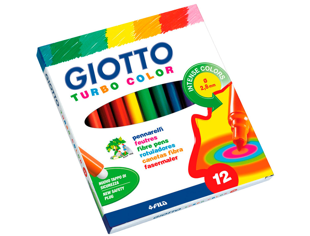 Caja 12 rotuladores Giotto Turbo Color libreriadavinci