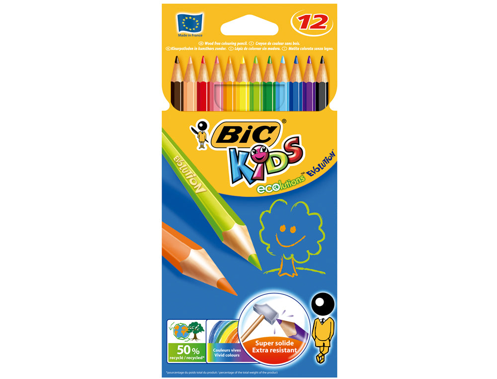 Caja 12 lápices de colores Bic Evolution libreriadavinci