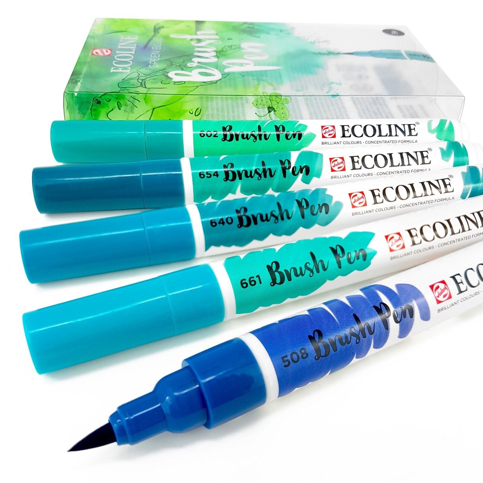 Rotuladores Brush Pen Tonos Verde/Azul libreriadavinci